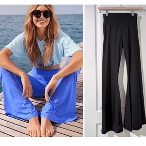 OFFLINE by Aerie | Real Me High Waisted Smocked Super Flare Leggings In Black